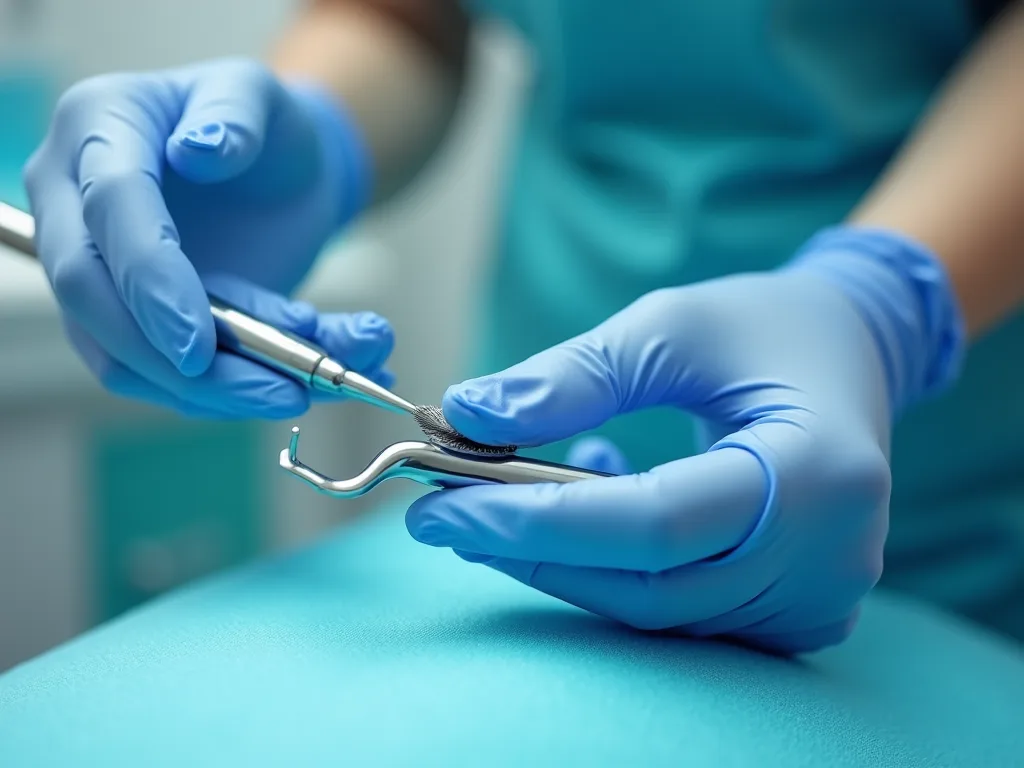 Limpieza dental profesional con instrumentos